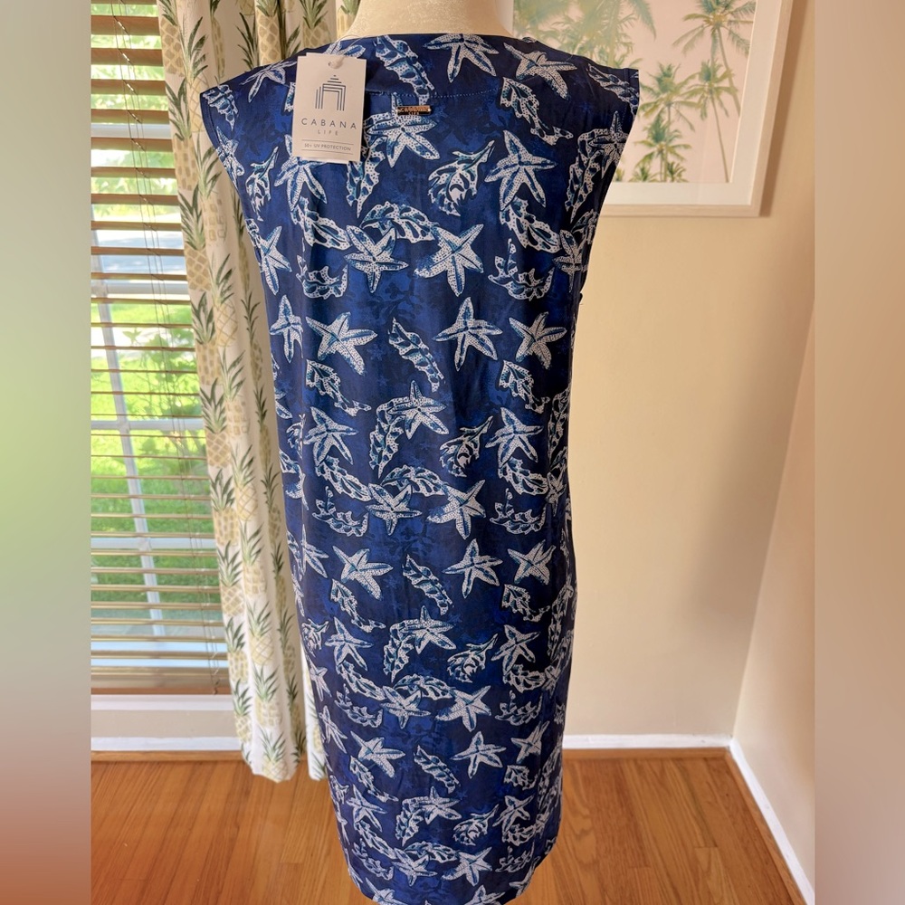 CABANA LIFE Blue Dress Coastal Seastar Starfish UPF 50 Swim Cover Up Tunic NWT - Picture 5 of 9